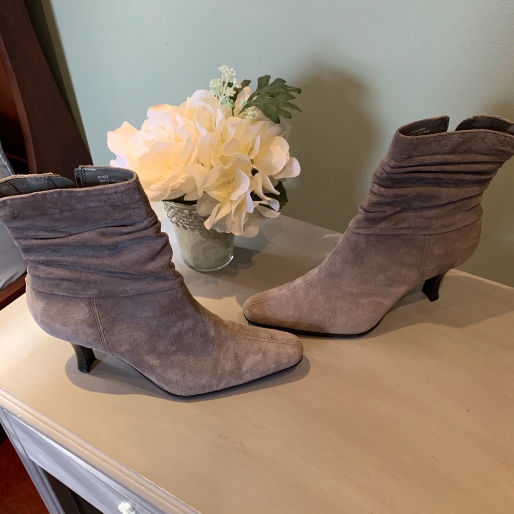 Gray Suede Ankle Boots